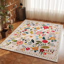 Area Rug 4x6 Rug Washable Boho Rugs Non Slip Low Pile Floral Small Carpet for Bedroom, Bedside, Kids Room, Office, Dining Room(Beige) by CozyNest Decor