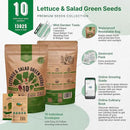 Organo Republic 10 Lettuce & Salad Greens Seeds Variety Pack 13000+ Non-GMO Heirloom Lettuce Seeds for Planting Indoors & Outdoors Garden, Hydroponics - Arugula, Radicchio, Kale, Spinach, Swiss Chard by GreenHaven Gardens