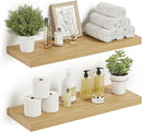 Floating Shelves for Wall 24 inchs Long, 9.2” deep x 1.5” Wall Shelf for Bedroom, Bathroom, Living Room, Kitchen, Office Home Decor, Deep Wood Shelves with Invisible Brackets, Set of 2, Oak by CozyNest Decor