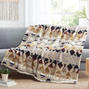CASAAGUSTO Boho Sherpa Blanket,Teal Aztec Twin Blanket, Ultra Soft, Warm, Cozy, Plush, Thick Fleece Western Blanket for Couch, Bed, Sofa (Khaki 60 * 80 Inch) by CozyNest Decor