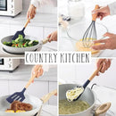 Country Kitchen Non Stick Silicone Utensil Set with Rounded Wood Handles for Cooking and Baking, 38 Piece Set, Navy by CozyNest Decor