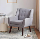 HUIMO Accent Chair Living Room Chair, Upholstered Button Tufted Armchair, Linen Fabric Sofa Chairs for Bedroom, Living Room, Mid Century Modern Comfy Reading Chair (Light Grey) by CozyNest Decor