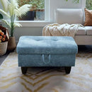 Ottoman Rectangular Storage Ottoman Bench, Flannel Footrest Stool Footstool with Lid for Living Room, Bedroom, Entryway, Light Blue, 28.5"x19"x17.5" by CozyNest Decor