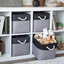 OrganiHaus 12x12 Cube Storage Bins 4 Pack, Foldable Cube Storage Organizer w/ Rope Handles, Collapsible Fabric Bins for Toys, Clothes & Closet Organization, Fabric Square Baskets - Gray/Black by CozyNest Decor