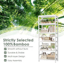 FOTOSOK 6-Tier Bamboo Shelf Set of 2, Bamboo Bookcase with Adjustable Shelves, Free Standing Storage Shelf Unit Plant Flower Stand, Tall Large White Bookshelf for Kitchen, Bathroom, Home Office, White by CozyNest Decor