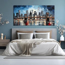 Brooklyn Bridge Wall Art for Bedroom,Modern City Large Canvas Wall Art Living Room,Blue Home Office Decor 29 x 59 Inch by CozyNest Decor