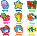 9 Pieces Kids Lacing Cards, Double Sided Sewing Cards in 9 Marine Animal Cards with 9 Colorful Laces, Imagination Development Lacing Toys Games for Children Educational and Learning Activity by TinyTreasures Baby Boutique