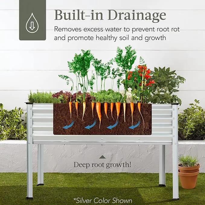 Best Choice Products 48x24x30in Galvanized Raised Garden Bed, Metal Elevated Planter Box, Vegetable Garden for Backyard, Patio, Balcony - Sage Green, photo 5 of 8