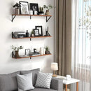 Heimlove Floating Shelves for Wall, 36 Inch Long Wood Floating Bookshelf Set of 3, Wall Mounted Hanging Shelf for Bathroom Bedroom Kitchen, Rustic Brown by CozyNest Decor