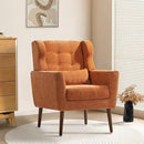 Modern Accent Chair, Upholstered Armchair with Pillow, Fabric Single Sofa Chair with Lounge Seat and Wood Legs Accent Chair for Living Room Bedroom Small Spaces (Orange, Set of 1) by CozyNest Decor