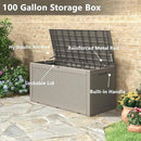 NUNU LAB 102 Gallon Large Waterproof Resin Deck Box, Lockable Outdoor Storage Box with Gas Lift, Patio Cushions, Garden Tools, Pool Supplies, Indoor Outdoor Storage Container, Grey by GreenHaven Gardens