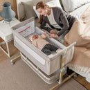 Baby Bassinet Bedside Sleeper, besrey Bedside Bassinet for Newborn Infant with Comfy Mattress, 9 Height Positions, Adjustable Bedside Crib with 360° Swivel Wheels Bassinet for Baby with Storage Basket by CozyNest Decor