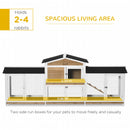 90.5" Wooden Rabbit Hutch Bunny Cage Pet Playpen House Enclosure with Double Side Run Boxes, No Leak Tray, Ramp, for Guinea Pig and Small Animals, White