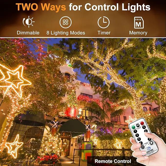KNONEW 403FT 1000 LED Christmas Lights Outdoor String Lights 8 Modes & Timer Fairy Light Plug in Waterproof LED String Lights for Xmas Yard Tree Wedding Party Holiday Decorations (Warm White), photo 2 of 9