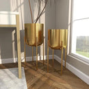 CosmoLiving by Cosmopolitan Metal Indoor Outdoor Planter Dome Large Planter Pot with Removable Stand, Set of 2 Planters 19", 22"H, Gold by GreenHaven Gardens
