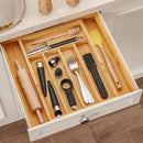 BAMEOS Bamboo Expandable Drawer Organizer, 5-7 Slots Kitchen Drawer Organizer, Adjustable Cutlery Tray for Utensils, Silverware & Flatware (Natural) by CozyNest Decor