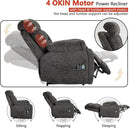 4 OKIN Motor Power Lift Recliner Chair for Elderly Adults Extra Large Lay Flat Recliners with Massage Heat, Adjustable Head-Back-Lumbar-Leg-Support, Extended Footrest, 2 Cup Holders by CozyNest Decor
