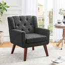 Accent Chair Button-Tufted Upholstered Living Room Chairs Comfy Reading Chair Mid Century Modern Chair with Linen Fabric Lounge Arm Chairs for Living Room Bedroom (Dark Grey) by CozyNest Decor
