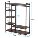 Free Standing Closet Organizer With 6 Shelves And Hanging Bar - Brown / Black by HouseOfZazla