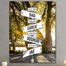 Personalized Father's Day Family Names Street Custom Multi-Name Date of Birth Vintage Street Sign Happy Fathers Day Poster Canvas Wall Art Best Gifts for Dad Husband from Daughter Son Wife Kids
