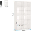 Narrow 12 Cube Bookcase With Closed Back For Living Room - White by HouseOfZazla