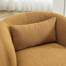 KINWELL 34" Wide Boucle Swivel Barrel Chairs Set of 2, No Assembly Round Upholstered Armchairs Accent Chairs Single Sofa Chair with Toss Pillow for Living Room and Bedroom, Brown by CozyNest Decor