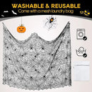eZAKKA Halloween Table Cloth, 60"x104" Spider Webs Tablecloths Black Tablecloth Lace Fabric Table Cloths Spooky Table Cover for Rectangle Tables for Parties Gothic Halloween Home Decorations by CozyNest Decor