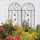 Metal Garden Trellis Rustproof Trellis for Climbing Plants Outdoor Flower Support Bird Deco (Brown-4 Pack, 86.7"x19.7") by GreenHaven Gardens