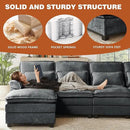 113" Oversized Cloud Couch, U Shape Sectional 4 Seat Sofa with Double Chaises, 2 Layer Cusions, Deep Seat Comfy Sofa, Upholstery Chenille Fabric for Living Room, Dark Grey by CozyNest Decor