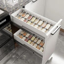 AMBIRD Bamboo Spice Drawer Organizer with Non-slip Mat,4 Tier - 2 Set Jar Spice Rack Tray From 12''to 24'',Hold up 48 Jars Seasoning Organizer for Kitchen,Cabinet,Drawers,Countertop