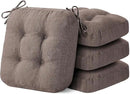 Chair Cushions for Dining Chairs, Dining Chair Cushions, Tufted Indoor Chair Pads with Ties & Non Slip Backing, Seat Cushions for Kitchen Chairs 16.5” x 16.5” x 3.5”, Set of 4, Light Brown by CozyNest Decor
