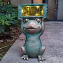 Frog Solar Welcome Garden Statues Outdoor Décor- Frog Figurines Solar LED Light Lawn Ornaments - Yard Decorations for Patio, Balcony, Backyard -Unique House Warming Gifts for Mom by CozyNest Decor