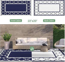 GENIMO 10 ' x 20 ' Outdoor Rug Waterproof for Patio Decor, Foldable Reversible Plastic Straw Area Rugs Mat for Camper, Outside Carpet for Rv, Deck, Porch, Picnic, Beach, Balcony, Blue & White by GreenHaven Gardens
