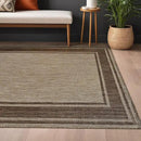 Beverly Rug Large Outdoor Rug 9x12 Modern Bordered Area Rugs for Indoor and Outdoor Patio Deck Porch Garden Waterproof Weather Sun Resistant Washable Outside Carpet (9 x 12 Jute) by CozyNest Decor