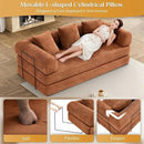 Convertible Sleeper Sofa Bed with Pillow, 4-in-1 Corduroy Folding Mattress Couch with Fixed-Shape Frame, Futon Fold Out Floor Sofa Cama Lounge Couch for Living Room Bedroom, Orange by CozyNest Decor