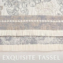jinchan Boho Floral 100% Cotton Blanket 4-Layer Throw Blanket with Tassel Grey and White Flower Butterfly Soft Luxury Rustic Farmhouse Decor Blanket for Couch Bed 80x90 inch All Season Gift for Women by CozyNest Decor