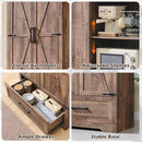 72" Tall Wood Storage Cabinet, Farmhouse Kitchen Pantry Cabinet with Adjustable Shelves & Drawer & Barn Doors, Versatile Storage for Kitchen, Dining Room, Bathroom, Light Brown by CozyNest Decor