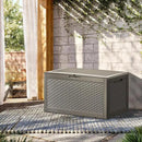 100 Gallon Resin Deck Box, Waterproof Outdoor Storage Bin for Patio Furniture, Pool Accessories, and Garden Tools, Lockable & UV-Resistant, Grey by GreenHaven Gardens