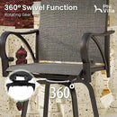 PHI VILLA 3 Piece Outdoor Bar Set, Bar Height Patio Bistro Table and Bar Chairs with Gray Textilene Fabric & Rustproof Metal Frame for Backyard, Balcony, Garden Poolside by CozyNest Decor