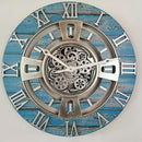The Gears Clock Real Moving Gear Wall Clock England Line (Ocean Blue, 24 inches (60 cm)) by CozyNest Decor