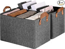 GRANNY SAYS Storage Baskets for Shelves, Closet Organizer Bins, Clothes Storage Bins with Metal Frame, Extra Large Baskets for Organizing and Storage, Collapsible, Dark Gray, 2-Pack by CozyNest Decor