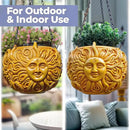 Fun & Unique Sun Face Hanging Planter Quirky Celestial Decor for Plant Lovers – Indoor Outdoor Flower Basket for Succulents & Small Plants – Decorative Garden Yard Art by GreenHaven Gardens