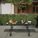 72'' Steel Rectangular Picnic Table for Outdoors, Expanded, Lifetime Picnic Table with Umbrella Hole, Heavy Duty Sturdy Commercial Picnic Tables for Garden Courtyard BBQ, Black by GreenHaven Gardens
