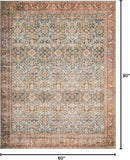 Loloi Layla Collection LAY-04 Ocean/Rust 5'-0" x 7'-6" .13" Thick Area Rug, Soft, Durable, Vintage Inspired, Distressed, Low Pile, Non-Shedding, Easy Clean, Printed, Living Room Rug by CozyNest Decor