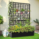 Metal Raised Garden Bed, Trellis Planters Bed with Drainage Holes for Climbing Plants, Vegetables Outdoor Privacy Screen with Planter Box 73"x47"x16", Black by GreenHaven Gardens
