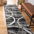 Rugshop Modern Wavy Circles Design Runner Rug 2' x 10' Black by TinyTreasures Baby Boutique