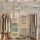 5 Tier Closet Hanging Organizer, Clothes Hanging Shelves with 4 Hanging Hooks 5 S Hooks, Wire Storage Basket Bins, for Clothing Sweaters Shoes Handbags Clutches Accessories Patent Design-White by CozyNest Decor