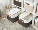 DECOMOMO Storage Baskets for Shelves - Fabric Closet Organizers and Storage Bins, Perfect Baskets for Organizing Closet Toys Nursery (Brown and White, XL - 3 Pack) by CozyNest Decor