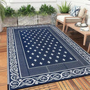 Pauwer Waterproof Outdoor Rug 6x9, Reversible Plastic Straw Patio Camping Rug, Indoor Outdoor RV Mat Carpet for Deck, Camper, Porch, Balcony, Backyard, Picnic, Bordered Navy by GreenHaven Gardens