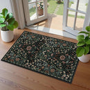 Floral 2x3 Entryway Rug,Washable Front Door Mat Indoor Non Slip Low Pile Small Carpet, Soft Black Boho Botanical Throw Rug for Bathroom Bedroom Kitchen Laundry Indoor Entrance by TinyTreasures Baby Boutique